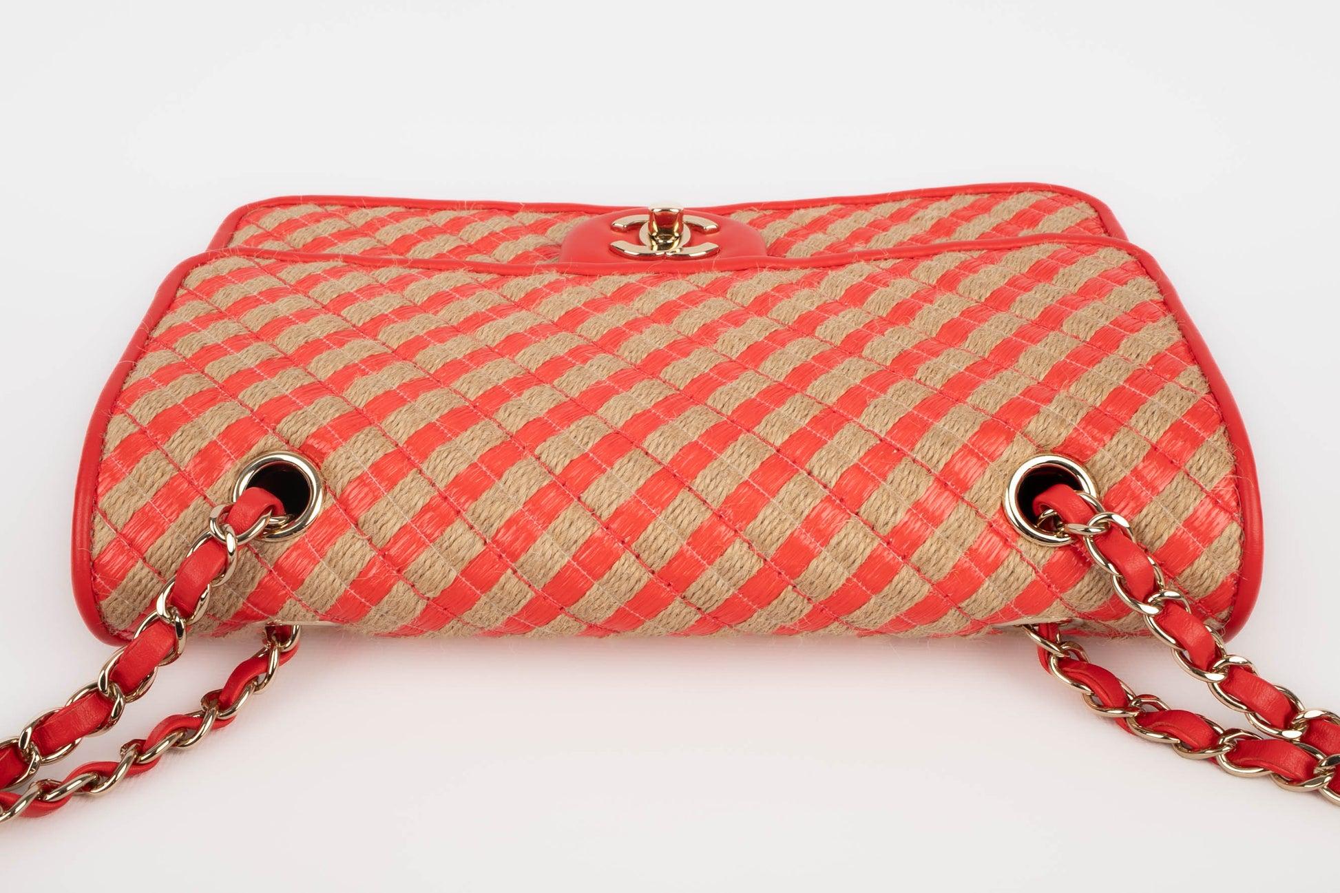 Chanel Bag of Natural Rope, Vermilion Raffia and Leather, 2021 For Sale 3