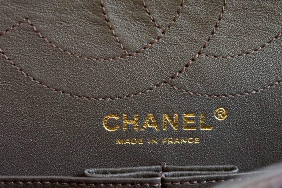 Chanel Medium Double Flap Distressed Leather Antique Brass Shanghai Bag  2