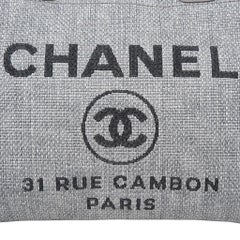 Chanel Bag Small Deauville Tote Grey Raffia