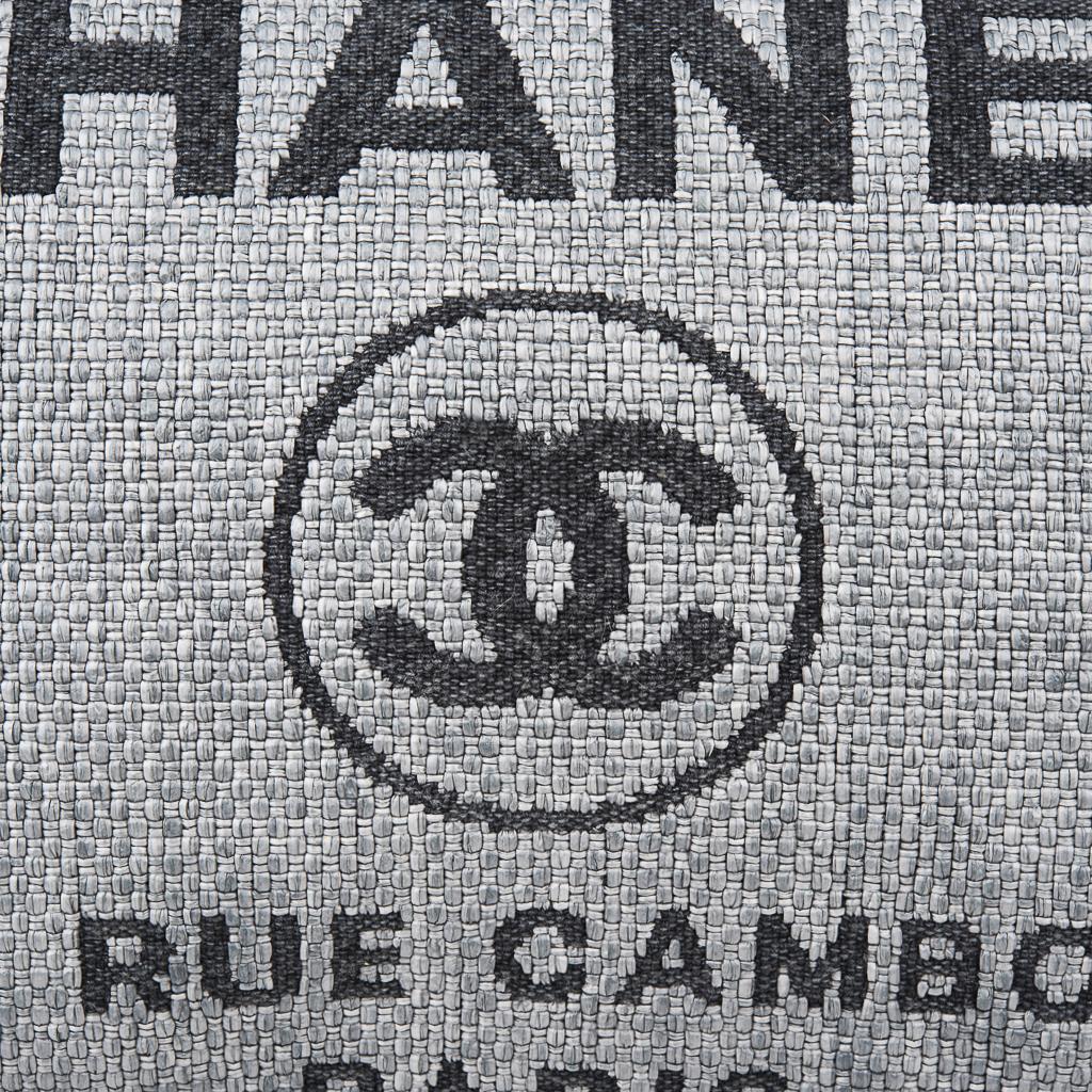 Chanel Bag Small Deauville Tote Grey Raffia  In Excellent Condition In Miami, FL