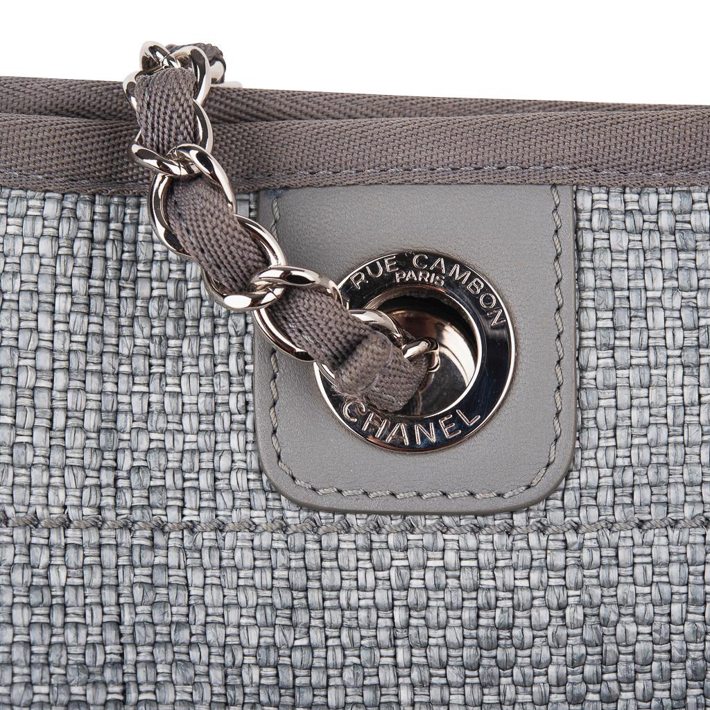 Women's Chanel Bag Small Deauville Tote Grey Raffia 