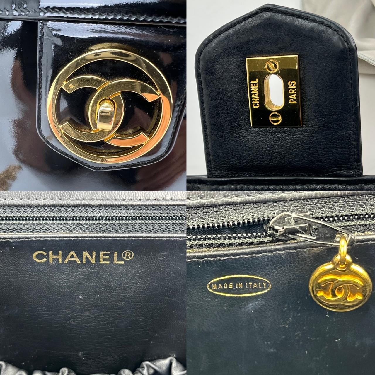 CHANEL Bag Timeless CC logo Vanity Pouch Patent Leather Makeup Travel Case 3