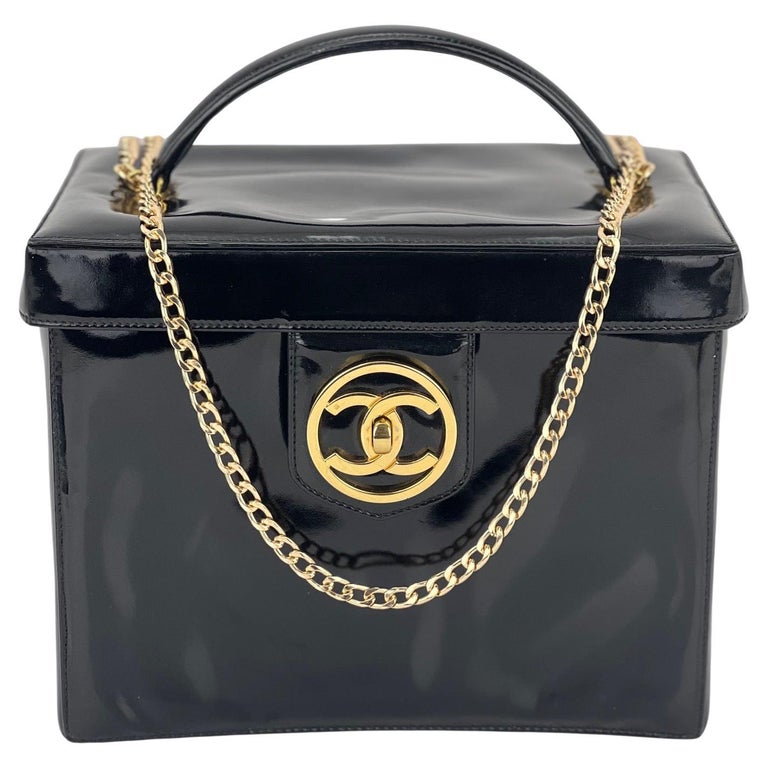 CHANEL Bag Timeless CC logo Vanity Pouch Patent Leather Makeup Travel Case