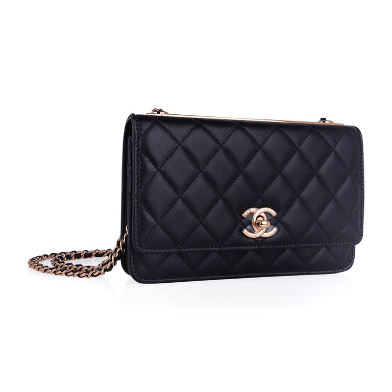 CHANEL, Bags, Chanel Lambskin Quilted Mini Trendy Cc Chain Wallet Black