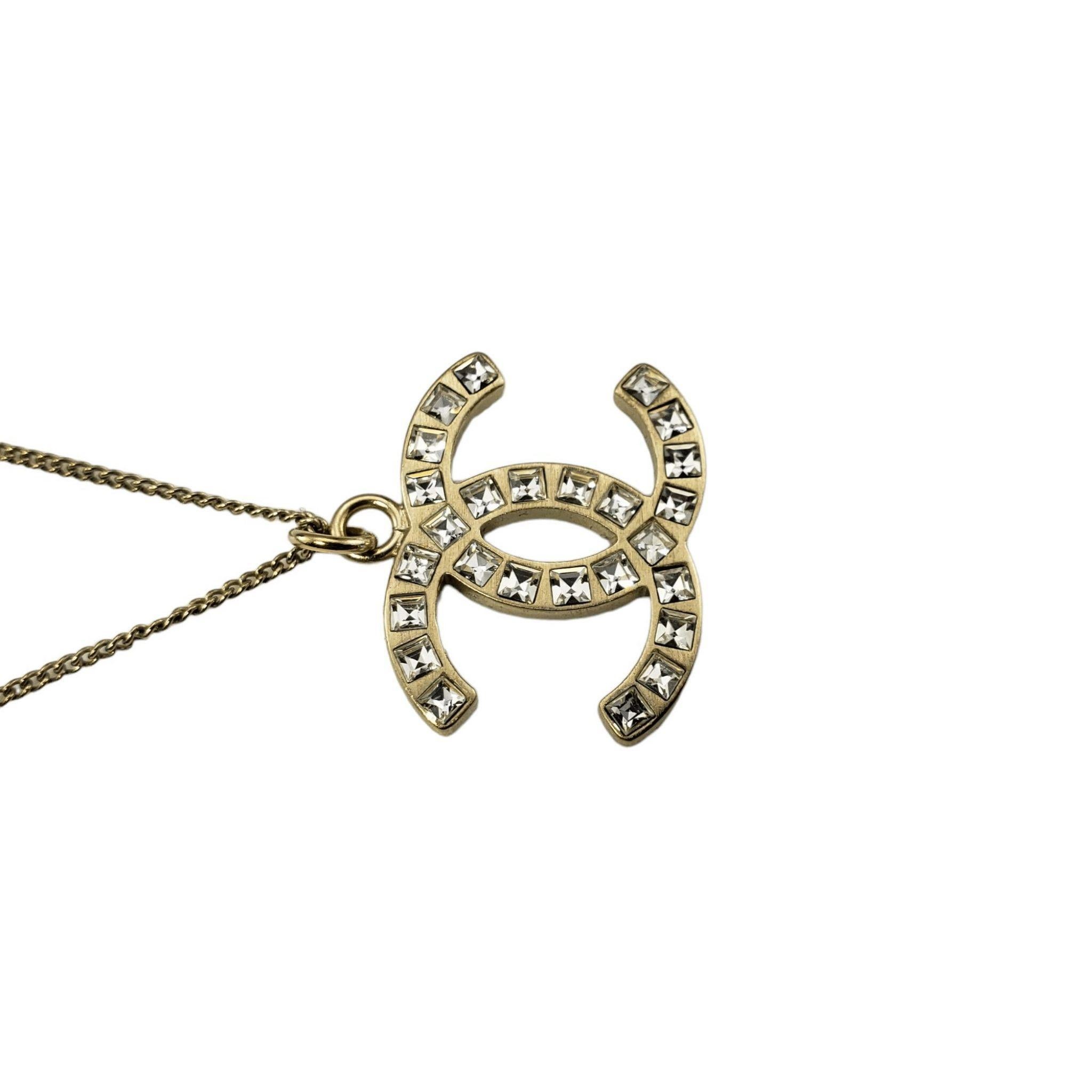 Chanel Baguette Crystal CC Pendant Necklace #15188 In Good Condition In Washington Depot, CT