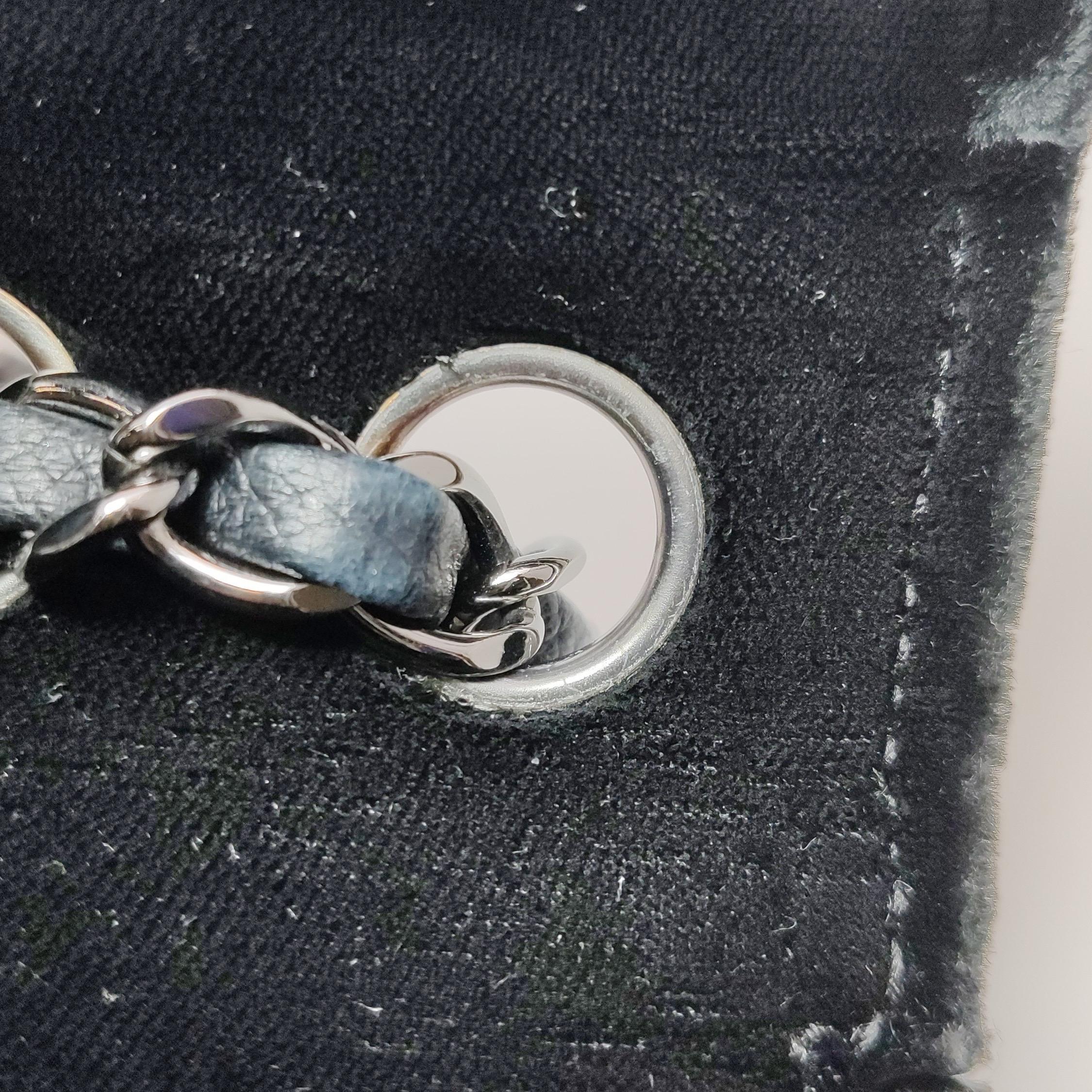 Chanel Baguette Flap Black Velvet Double Strap Silver Hardware 2005-2006 For Sale 8