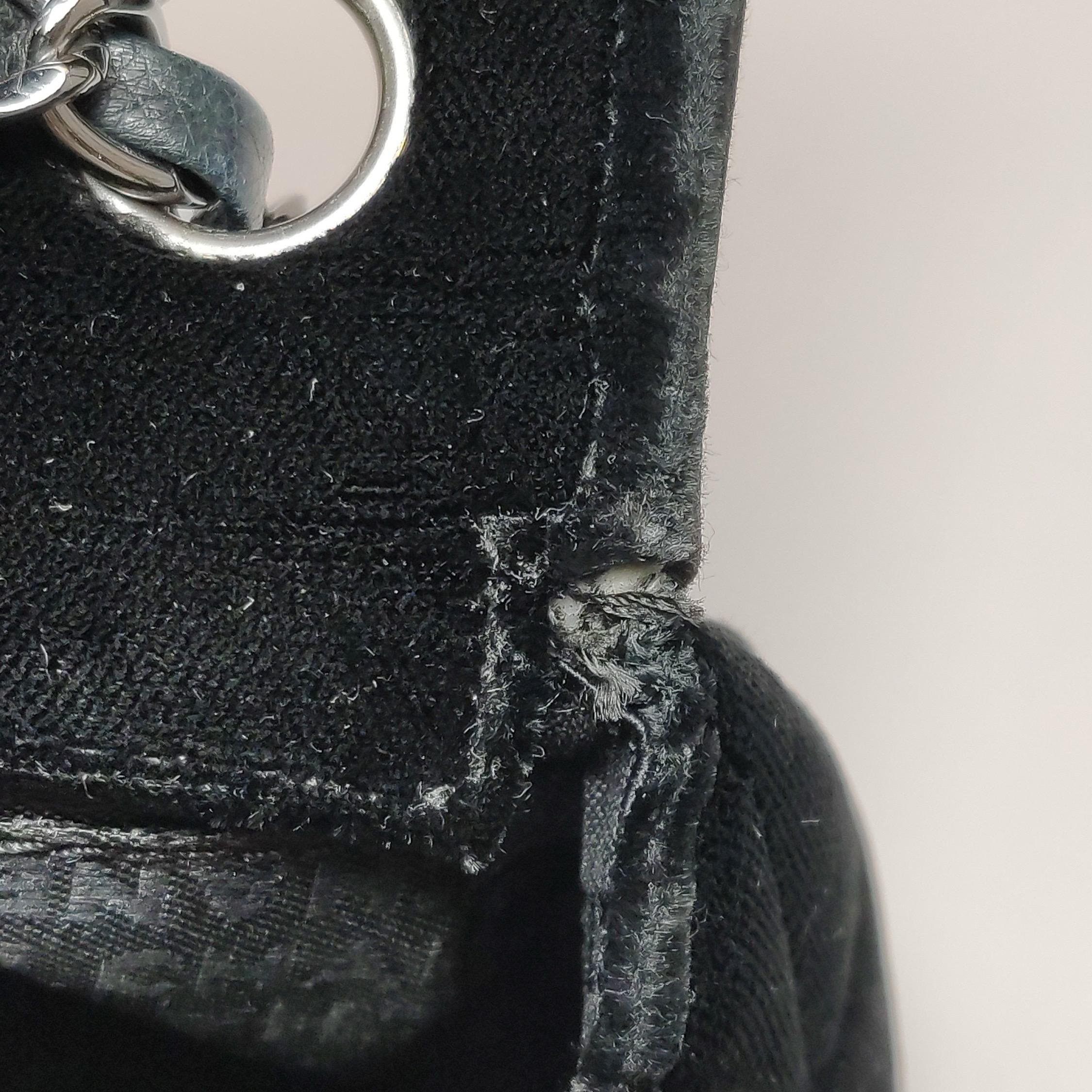 Chanel Baguette Flap Black Velvet Double Strap Silver Hardware 2005-2006 For Sale 13