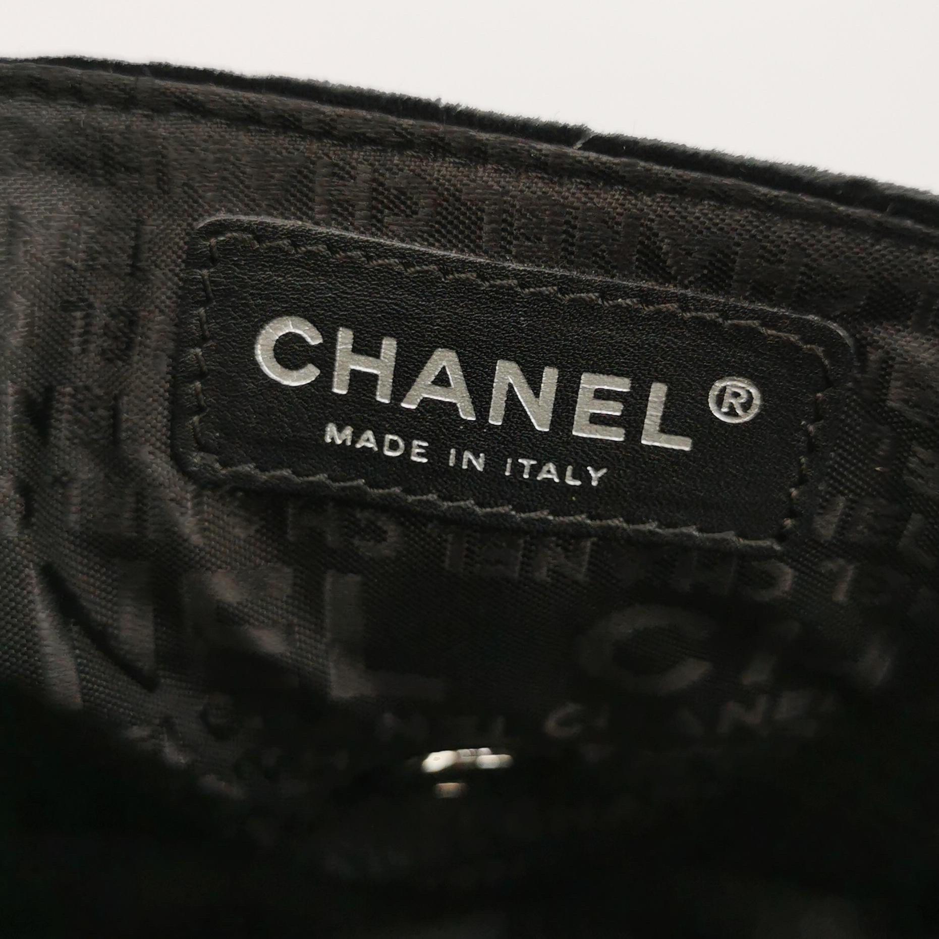 Chanel Baguette Flap Black Velvet Double Strap Silver Hardware 2005-2006 For Sale 3