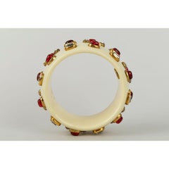 Chanel Bakelite Cuff with Rhinestones and Cabochons, 1985