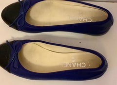 Chanel Ballerina Flats 37.5  Königsblau Schwarz