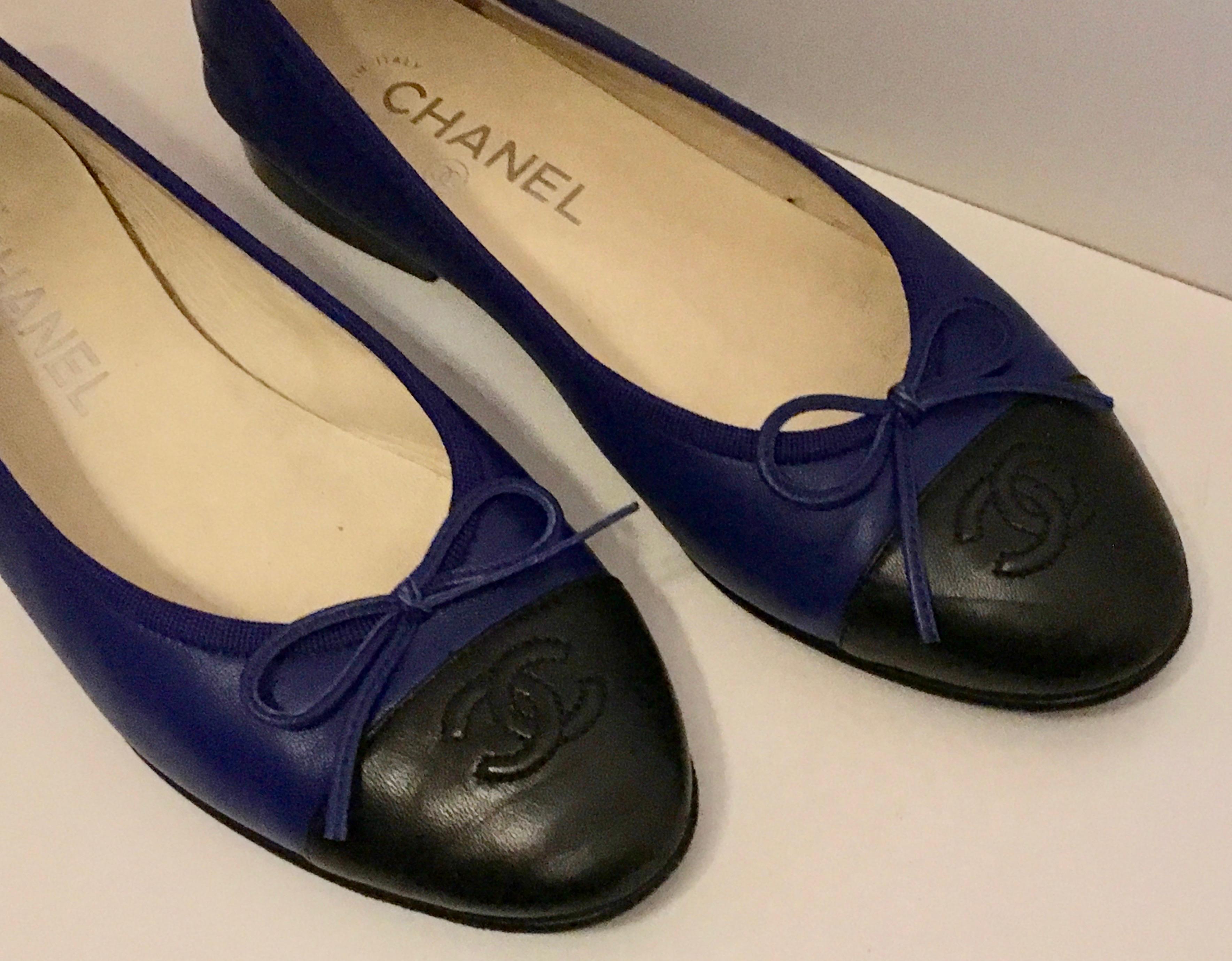 blue chanel flats