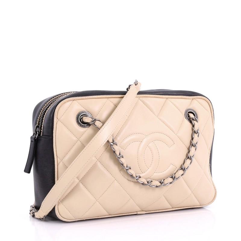 Beige Chanel Ballerine Camera Case Bag Quilted Calfskin Medium