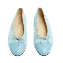 Chanel Ballerines Bleu Ciel FR36 Sky Blue CC canvas Ballet shoes Flat UK3.5 US6