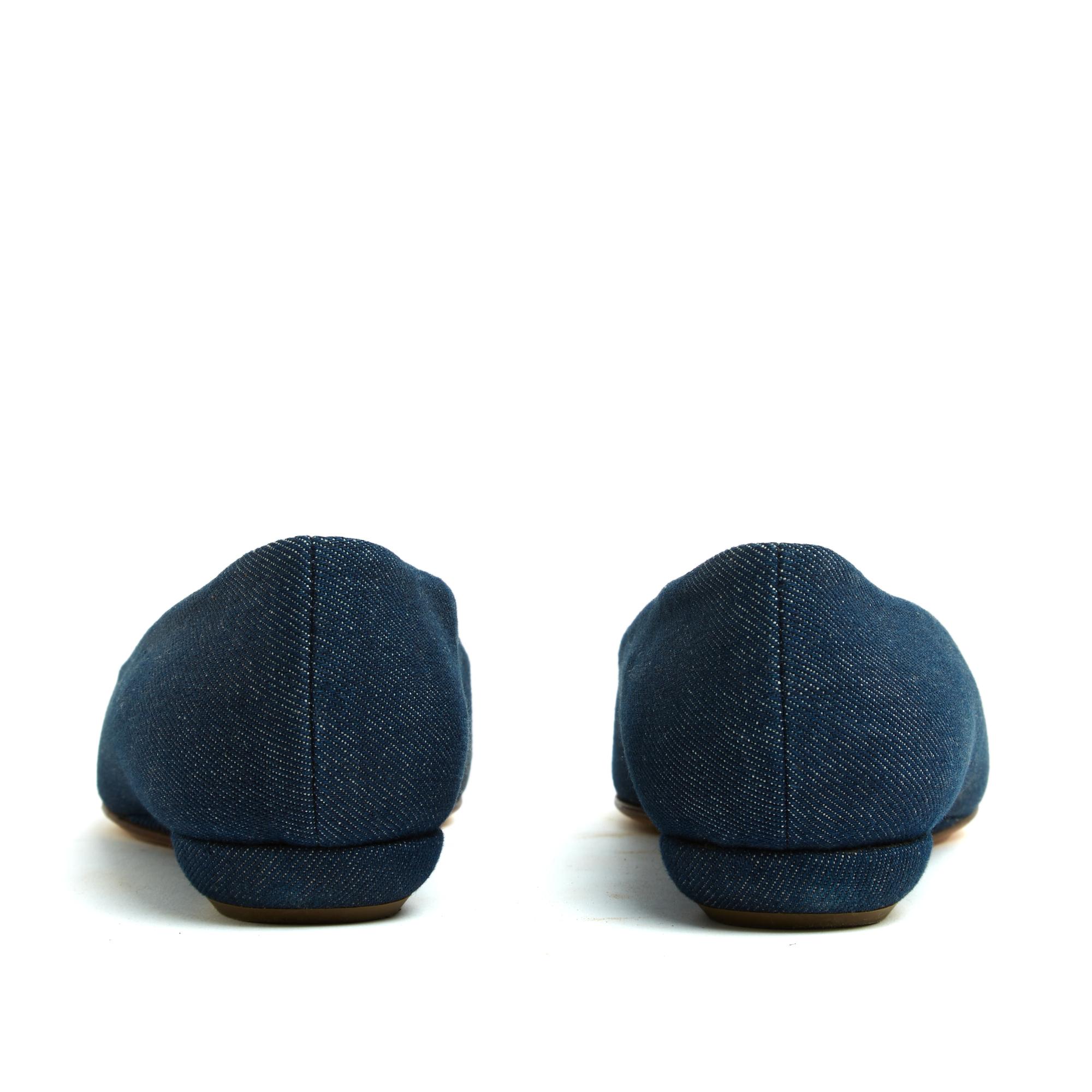 Chanel Ballerines Mocassins Jean EU38 Denim und Kette CC Flats Loafers UK5 US7.5 Damen im Angebot