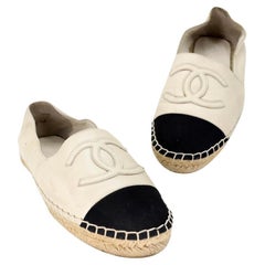 Chanel Ballett Espadrille 38 Leder Cap Toe Flats CC-S0225P-0003