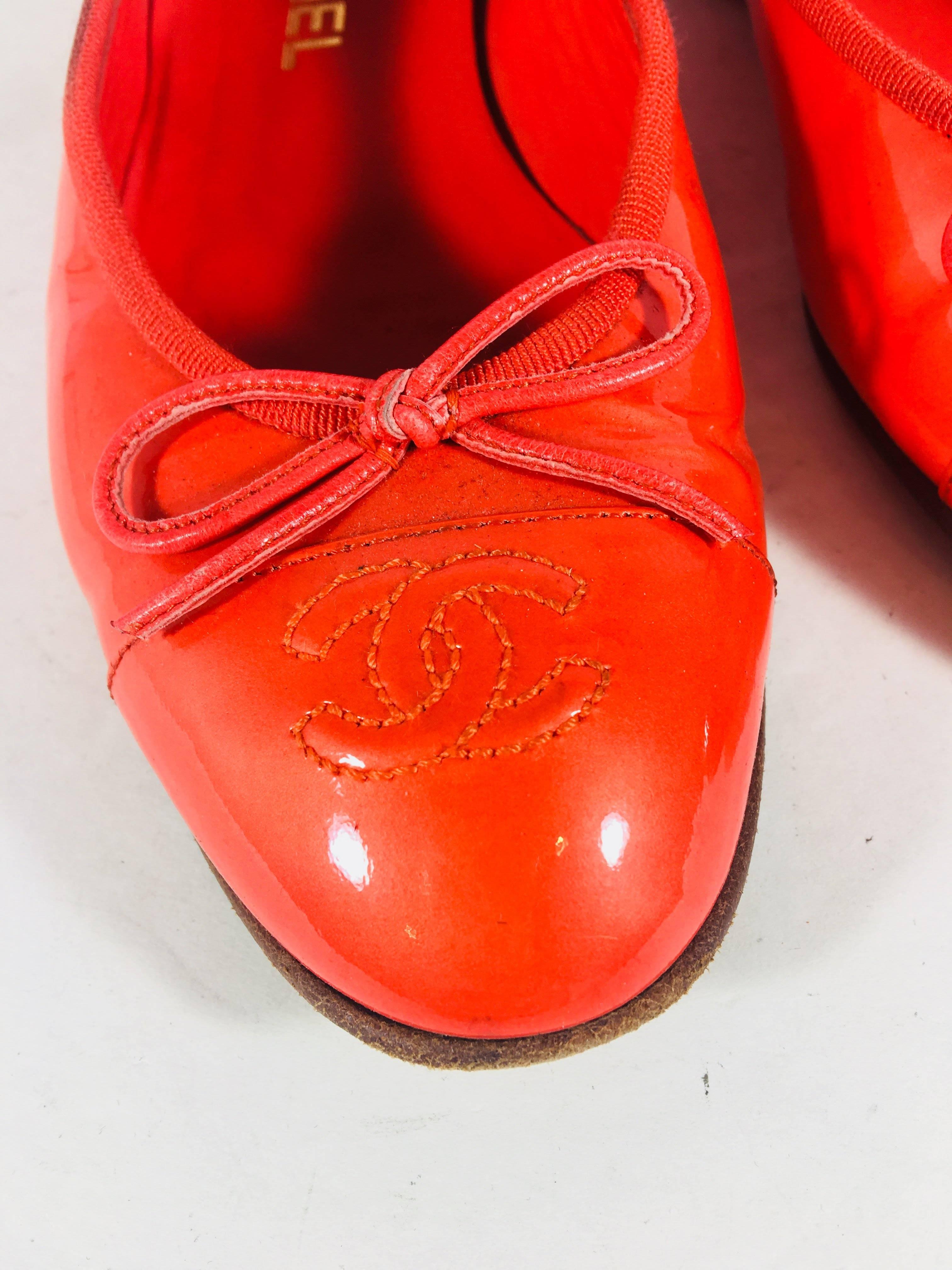 Red Chanel Ballet Flats
