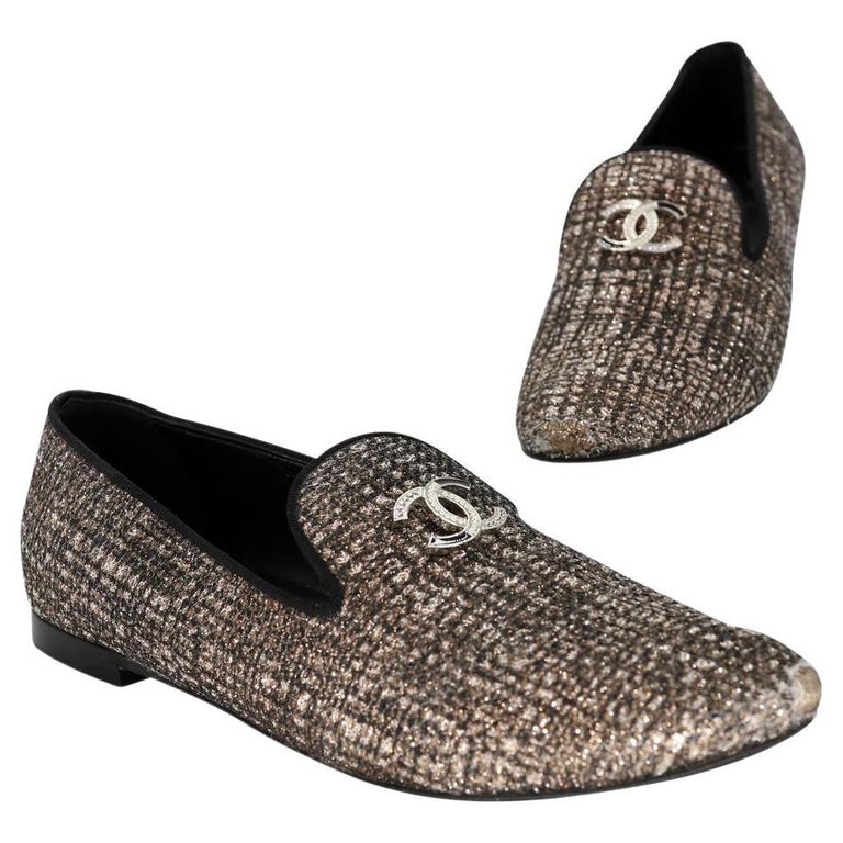 Chanel Ballet Metallic 38 Monogram Cc Casual Flats CC-S0608P-0003 For Sale  at 1stDibs