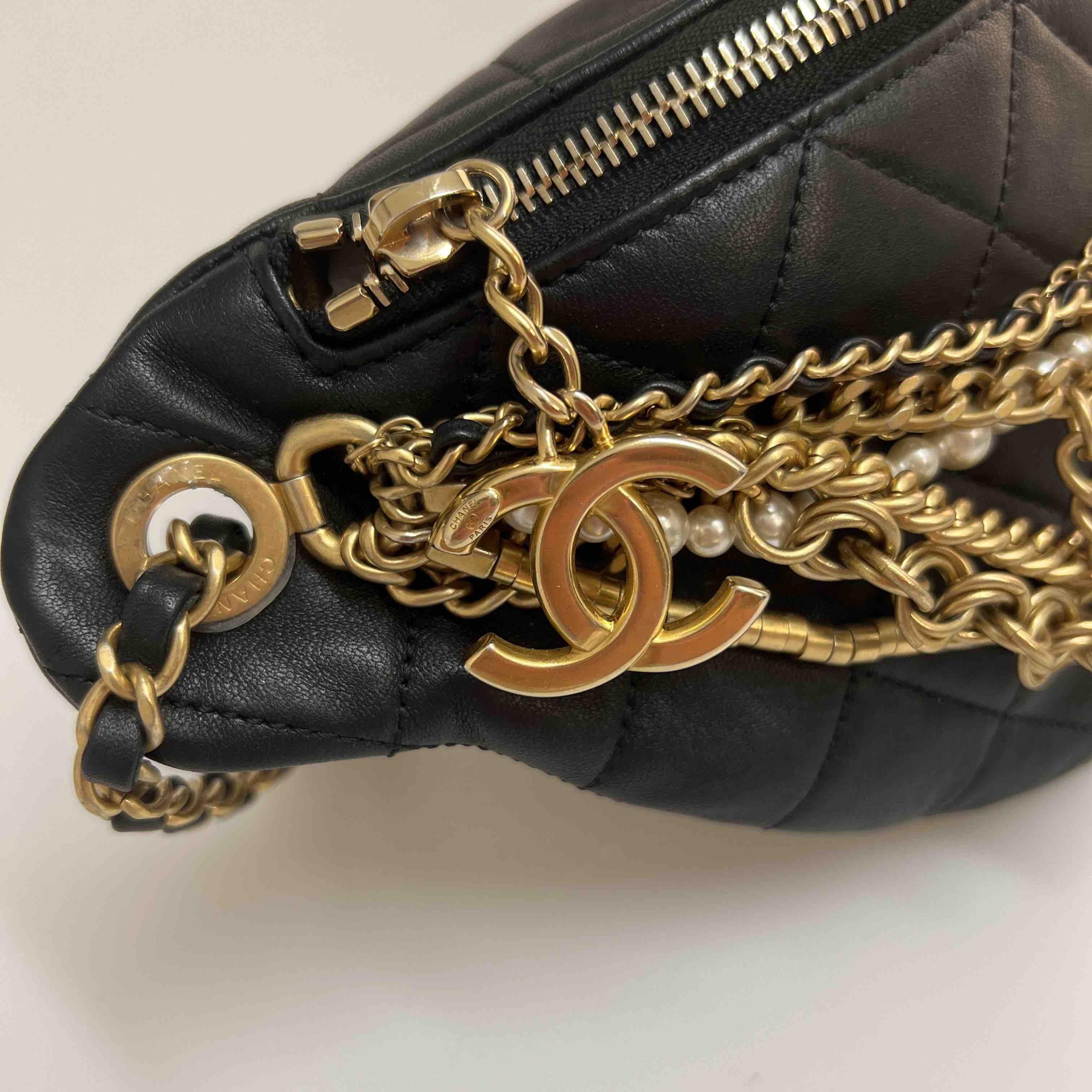 CHANEL Banana Belt Bag in Black Quilted Leather 1