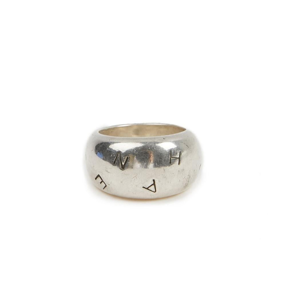 CHANEL Band Ring in Sterling Silver Metal Size 6.5 US In Good Condition In Paris, FR