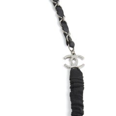 Chanel Bandeau serre tete CC Silver Black Chain Camelia Head Band