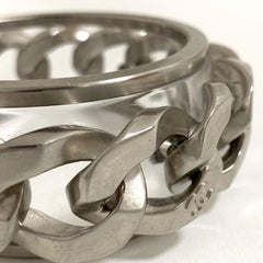 Chanel Bangle Bracelet With Silver Tone Chain On Resin