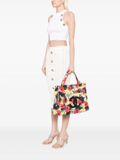 Chanel Barbie 1997 Graffiti Floral Resort Canvas Quilted Tote Bag