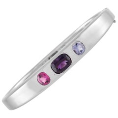 Chanel Baroque 18K White Gold Amethyst, Tourmaline, and Iolite Bangle Bracelet