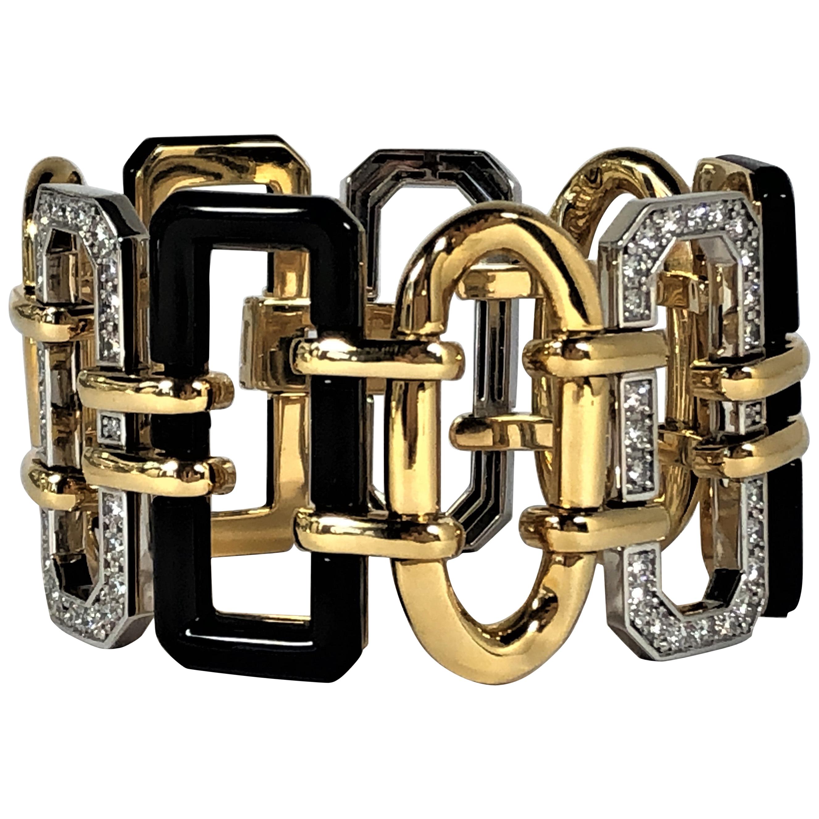 Chanel "Baroque" Bracelet, Gold, Onyx and Diamond