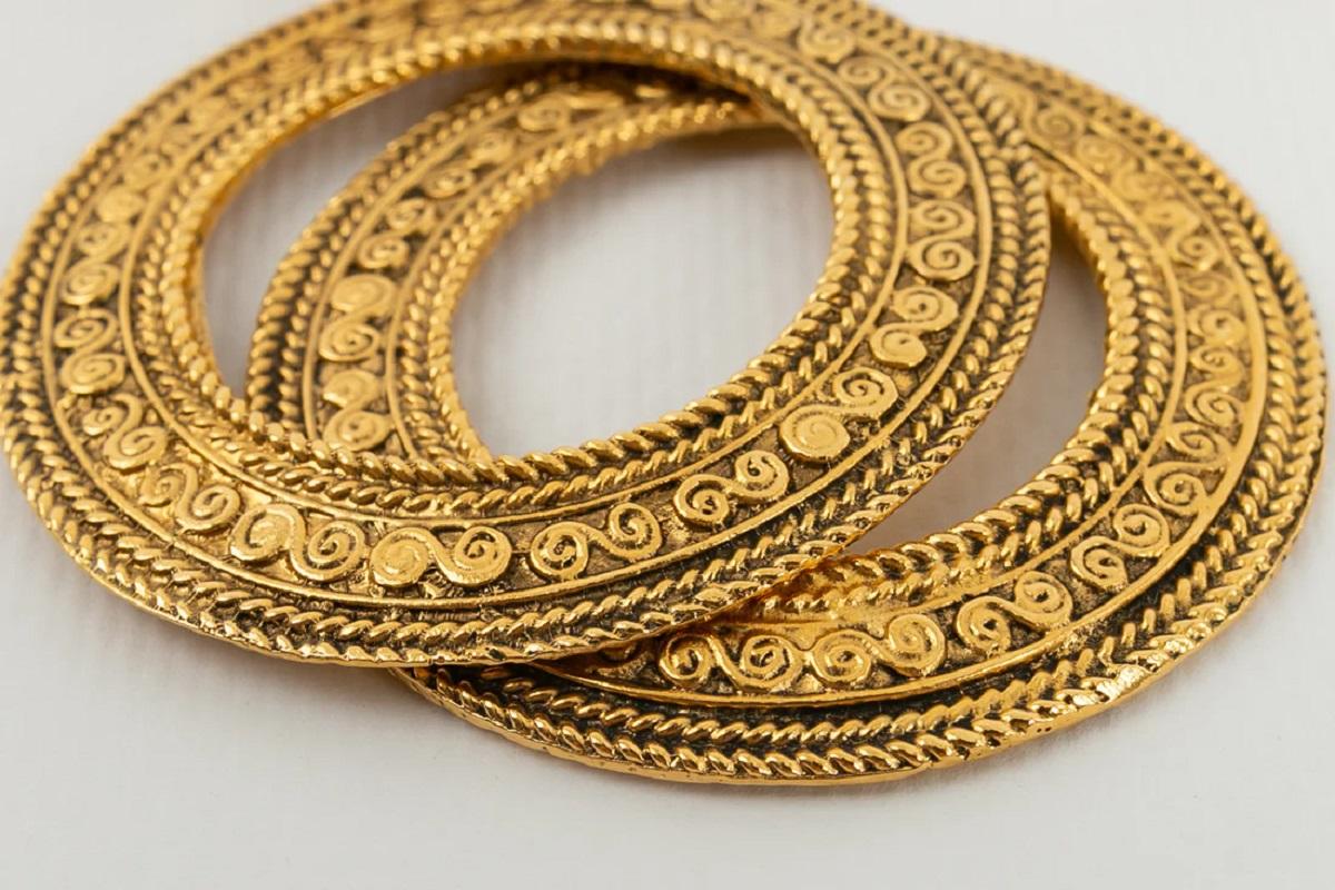 Women's Chanel Baroque Clip-on Etched Gilded Metal Round Earrings, 1980s