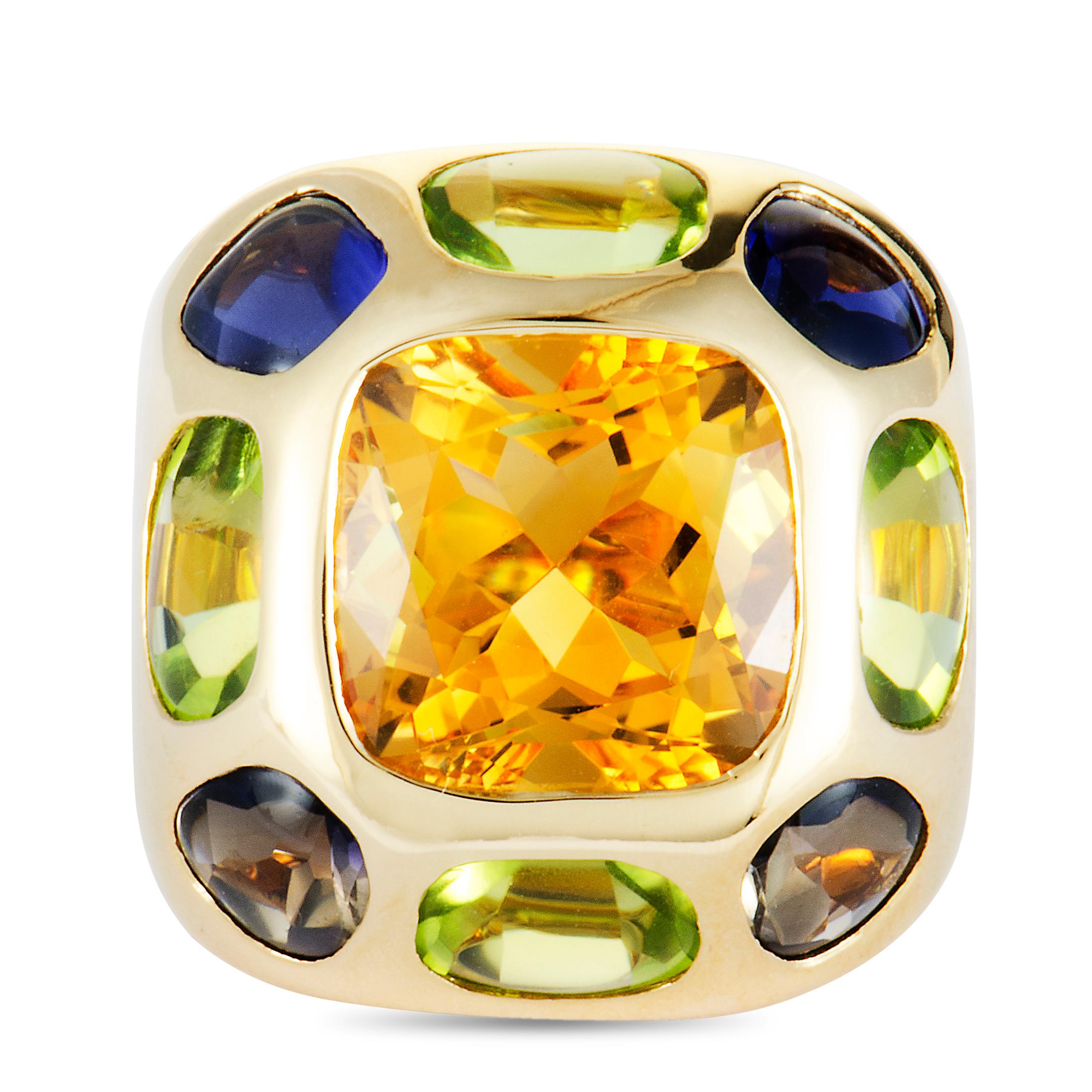 Chanel Baroque Iolite, Citrine and Peridot Yellow Gold Ring In Excellent Condition In Southampton, PA