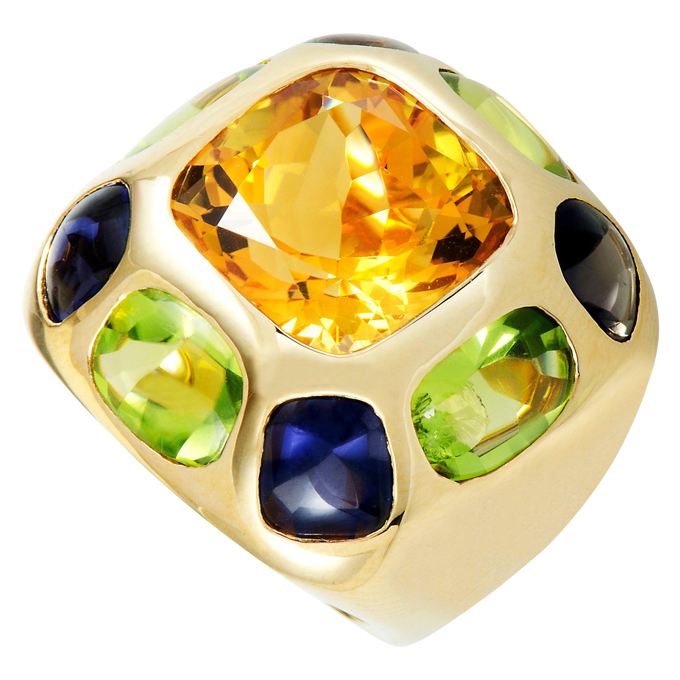 Chanel Baroque Iolite, Citrine and Peridot Yellow Gold Ring