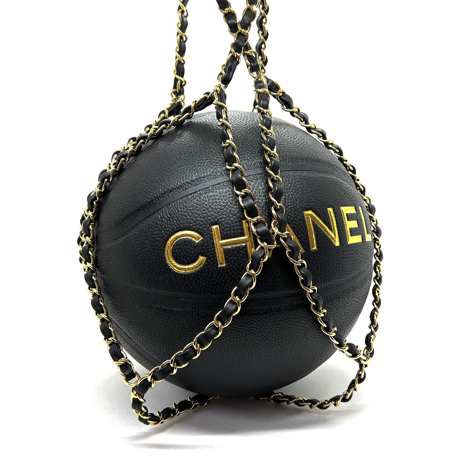 Chanel Basketball Black Gold with Chain Carrying Net For Sale at
