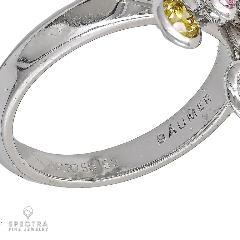 Chanel Baumer Fancy Color Diamond Cocktail Ring For Sale at 1stDibs