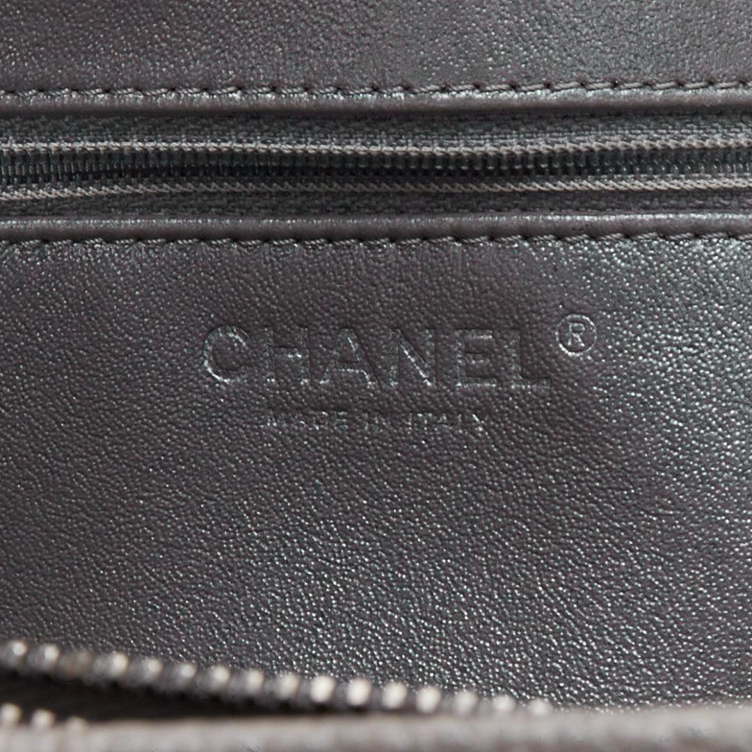 CHANEL Be Caviar grey CC logo quilted pebble leather chain tote bag 6