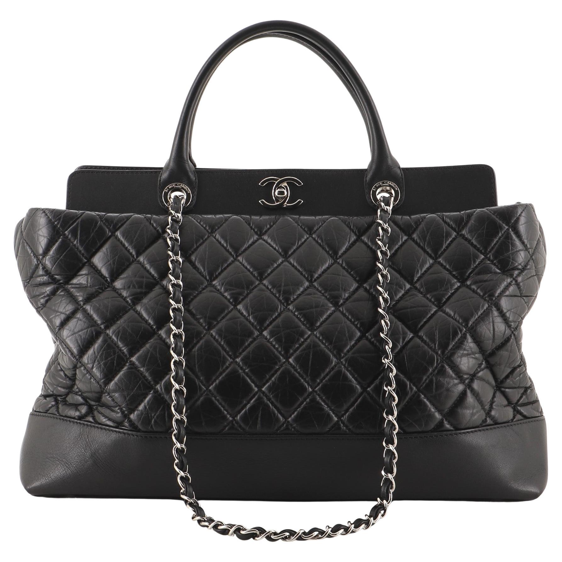 Chanel Be CC Tote Quilted Aged Calfskin Large at 1stDibs