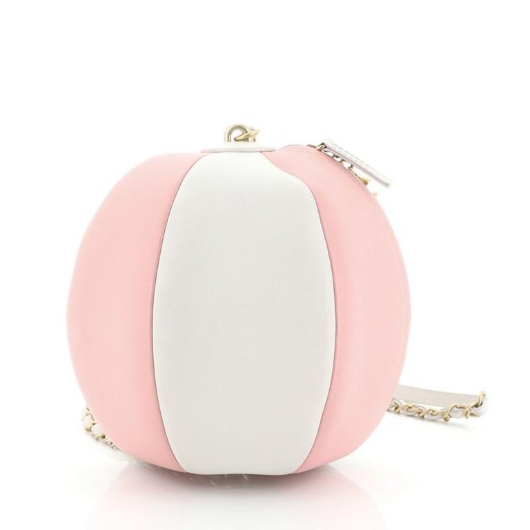 Chanel Beach Ball Shoulder Bag Calfskin Leather Small White 454181