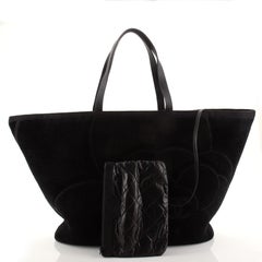 Chanel Beach Tote Camellia Terry Cloth Large