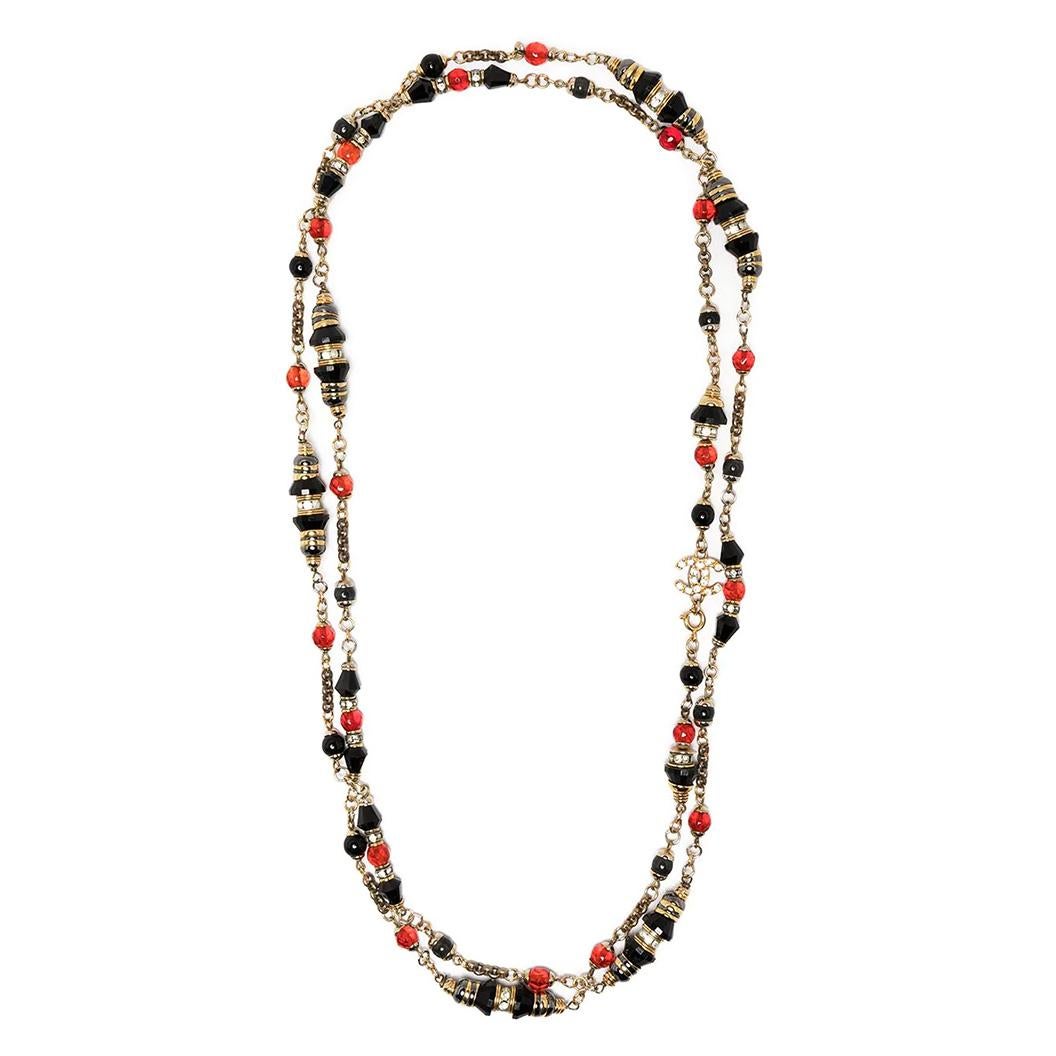 Chanel Beaded CC Double Strand Necklace  In Excellent Condition In London, GB