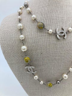 Chanel Beaded Pearl Velvet Embroidered Necklace
