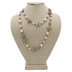Chanel Beaded Pearl Velvet Embroidered Necklace 
