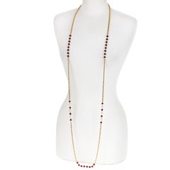 Chanel Beaded Red Gripoix and Pearl Necklace