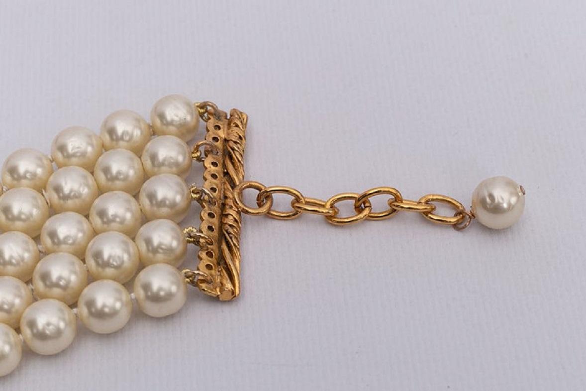 Women's Chanel Beaded Wide Bracelet with False pearls For Sale
