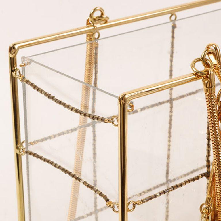 Chanel Beads Chocolate Bar Logo Charm Chain Shoulder Bag Clear For Sale 9