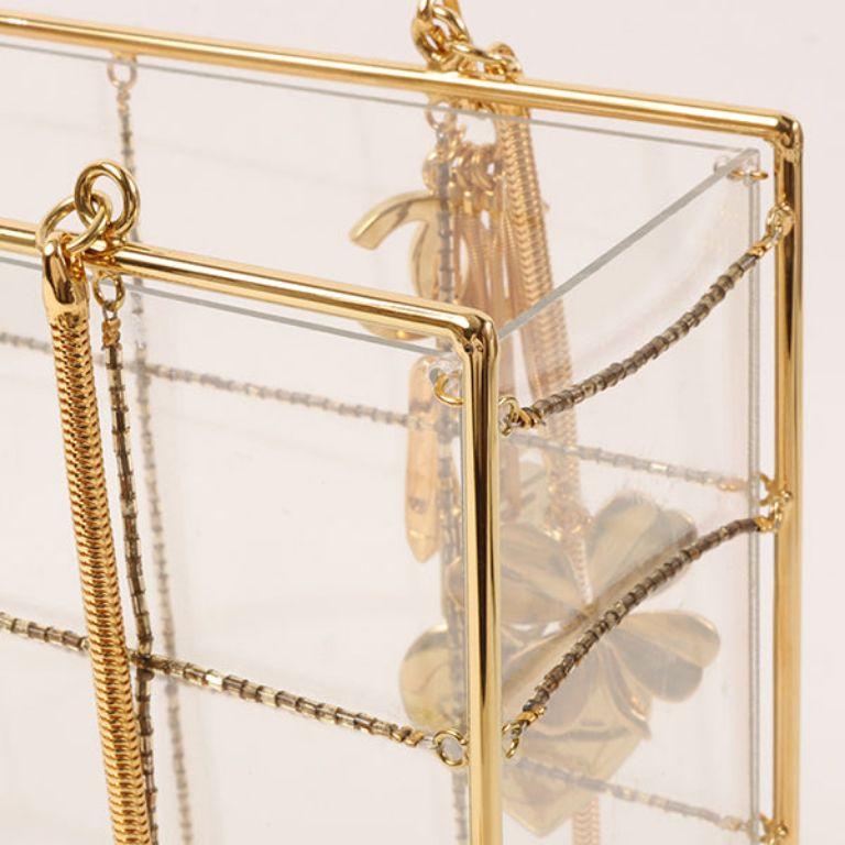 Chanel Beads Chocolate Bar Logo Charm Chain Shoulder Bag Clear For Sale 10
