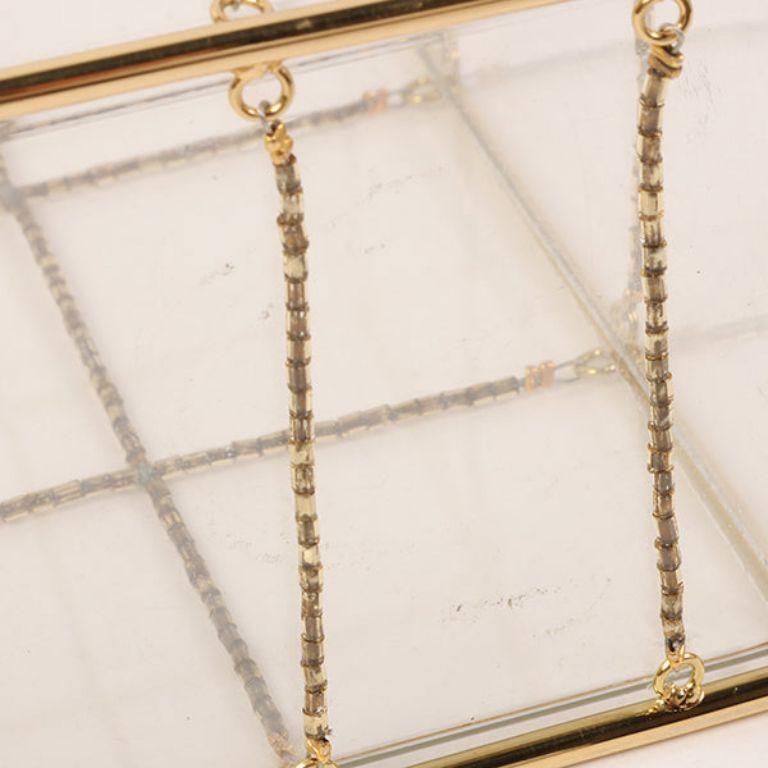 Chanel Beads Chocolate Bar Logo Charm Chain Shoulder Bag Clear For Sale 12