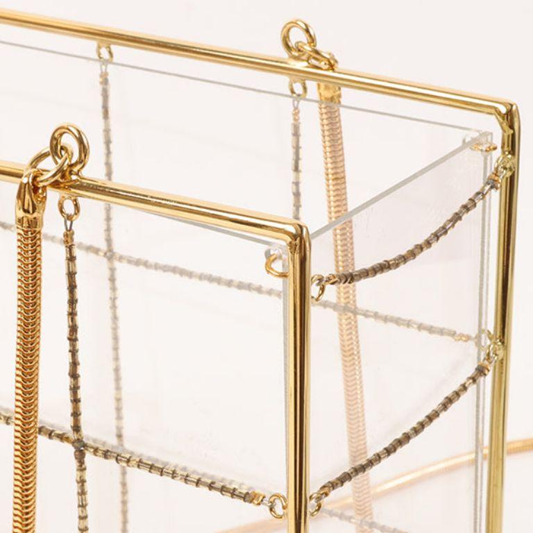 Chanel Beads Chocolate Bar Logo Charm Chain Shoulder Bag Clear For Sale 14