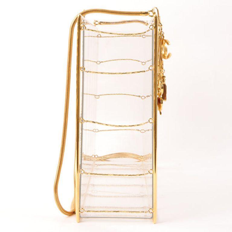 Chanel Beads Chocolate Bar Logo Charm Chain Shoulder Bag Clear For Sale 1