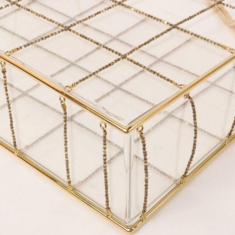 Chanel Beads Chocolate Bar Logo Charm Chain Shoulder Bag Clear For Sale 5