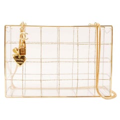 Chanel Beads Chocolate Bar Logo Charm Chain Shoulder Bag Clear