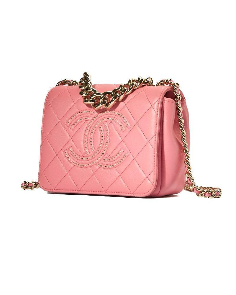 Pink Chanel Beauty Begins Mini Chain Trapuntata Rosa in vendita